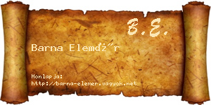 Barna Elemér névjegykártya